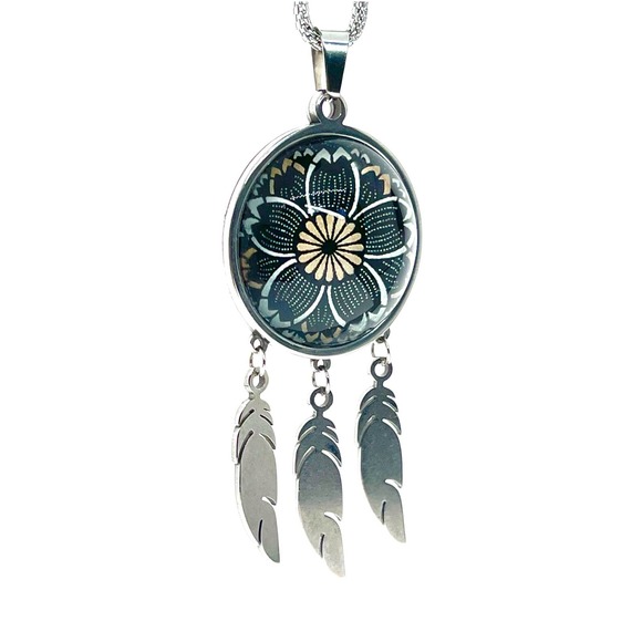 Dreamy Daisy Feather Dreamcatcher Necklace - Picture 10 of 11